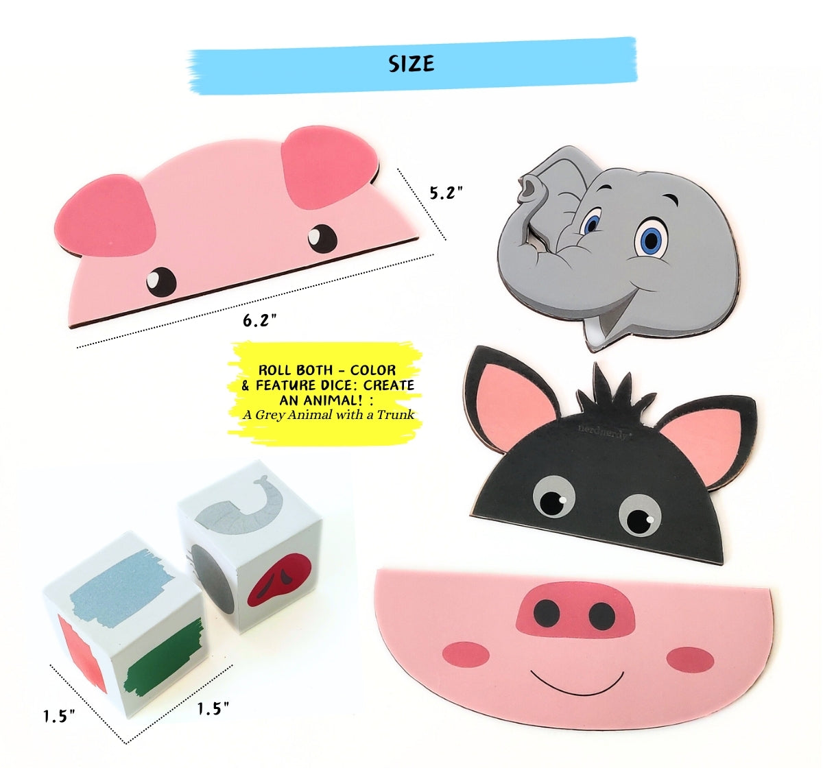 NerdNerdy Wooden Animals Match Puzzle/3+yrs/Set of 6 animals - NerdNerdy