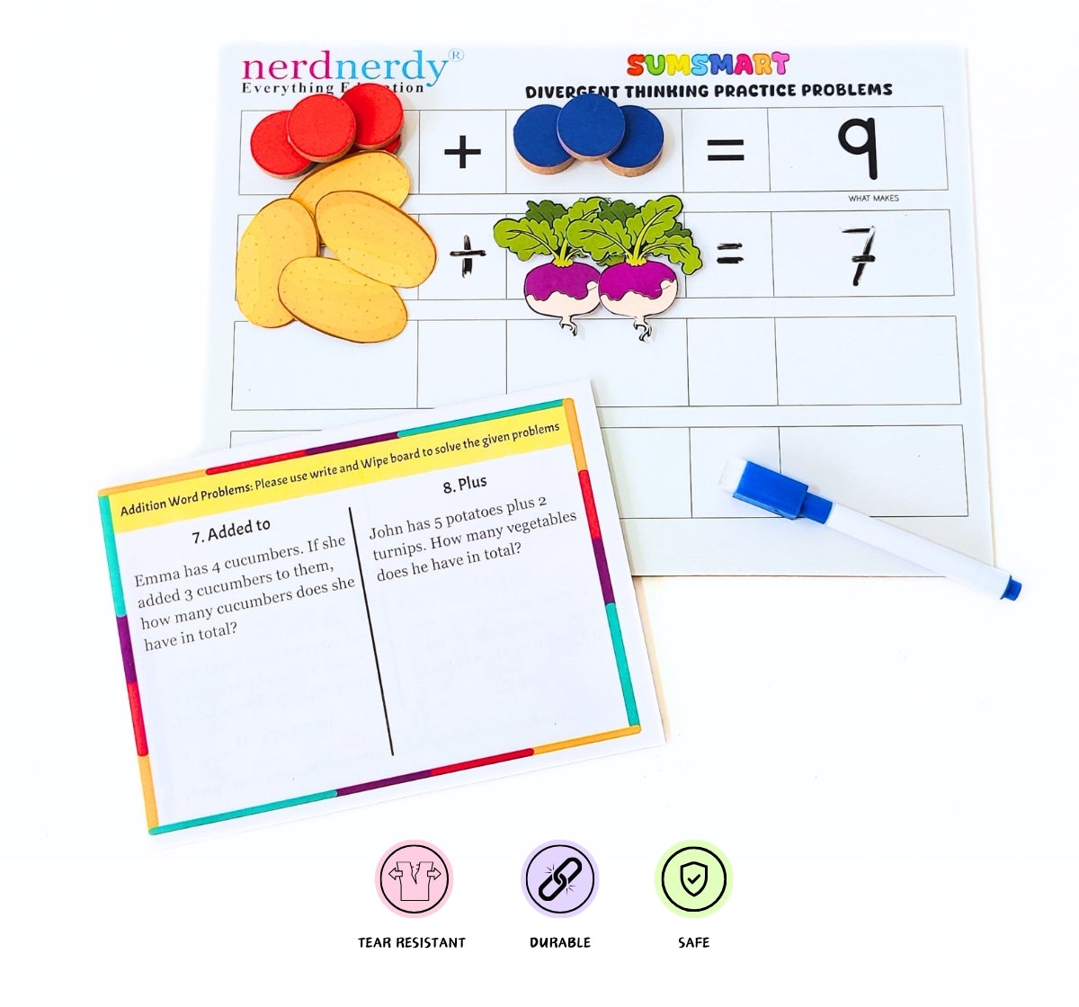 NerdNerdy SumSmart Math Word Problems/Addition & Subtraction/ 6yrs/Can be used for Special Education - NerdNerdy