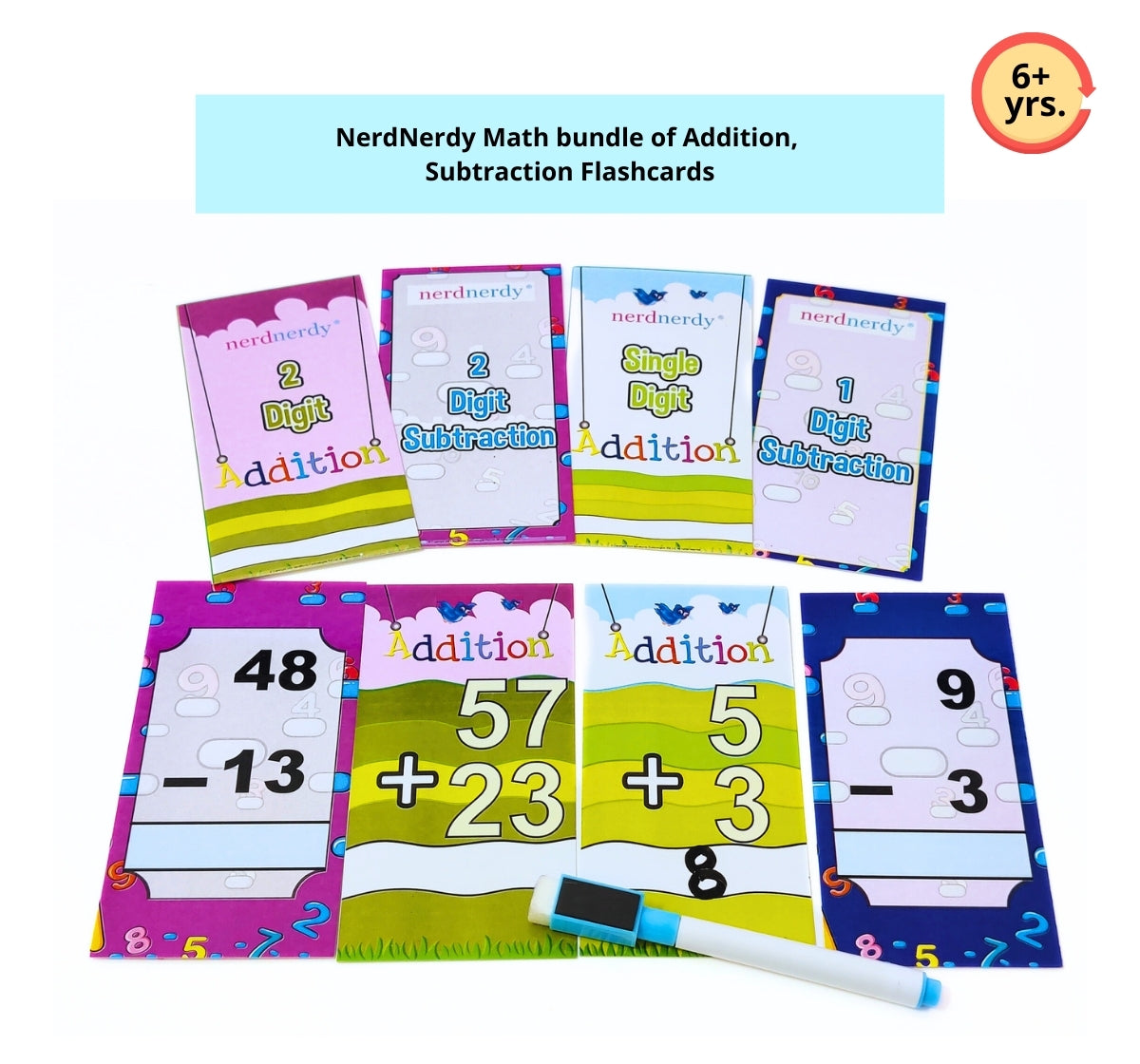 NerdNerdy Math bundle of Addition, Subtraction Flashcards/single digit and double digit - NerdNerdy