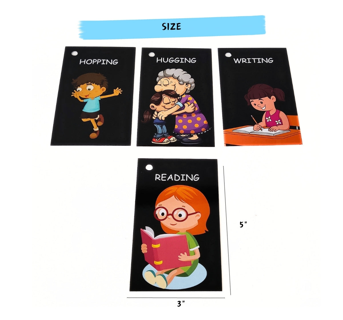 NerdNerdy Action Verb- 45 Laminated Cards/Vocabulary Cards for Speech Therapy/Preschool - NerdNerdy