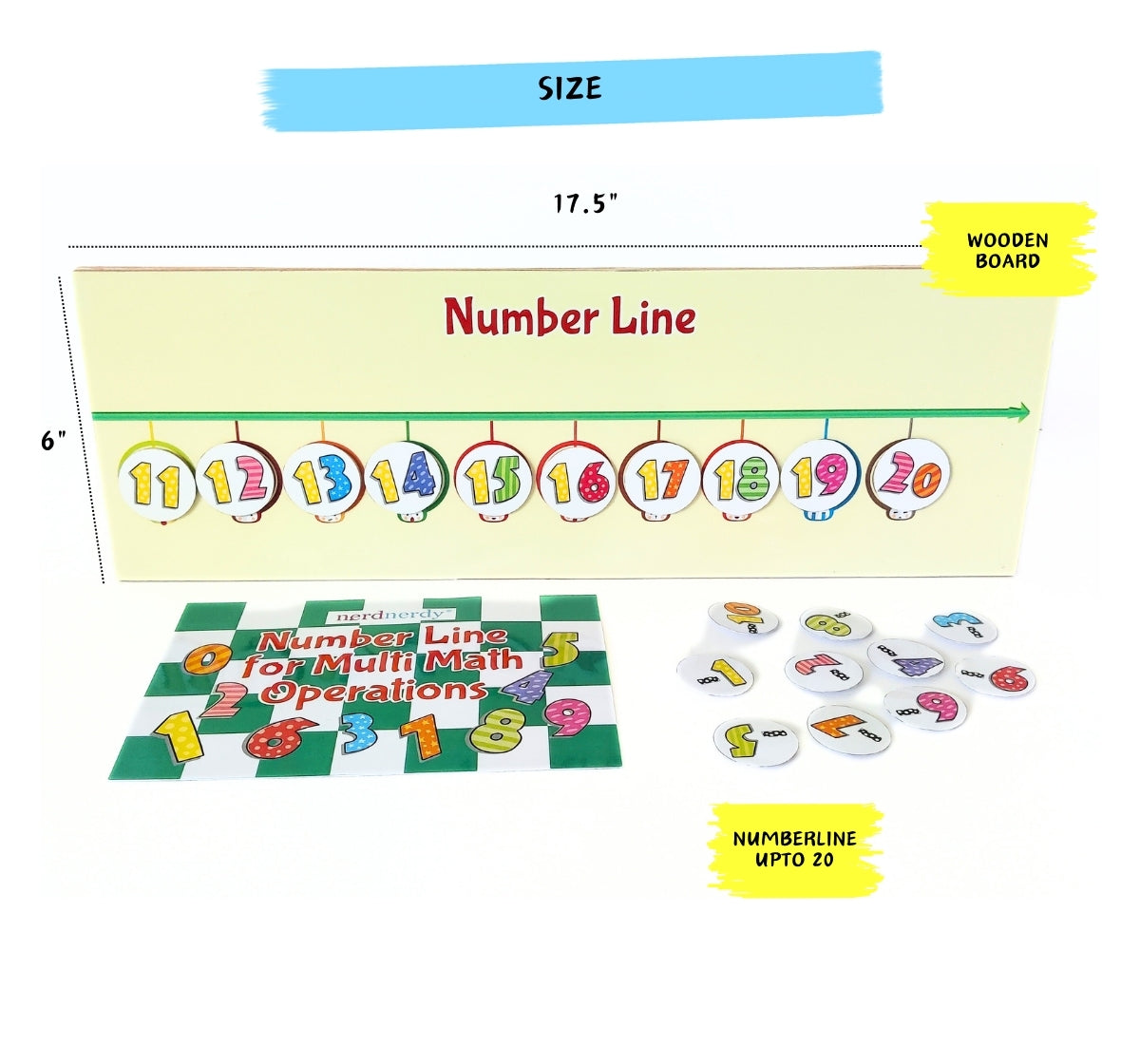 NerdNerdy Numberline/6+yrs/Wooden large sized number line up to 20, for home and classroom/educational birthday gift - NerdNerdy