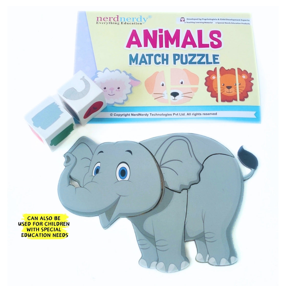 NerdNerdy Wooden Animals Match Puzzle/3+yrs/Set of 6 animals - NerdNerdy