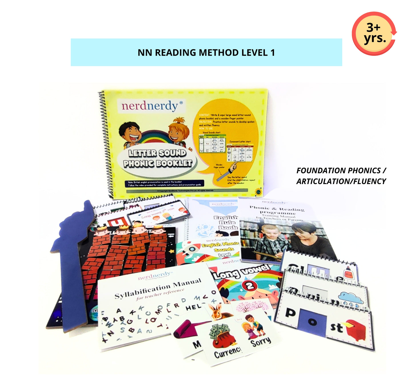 NerdNerdy's Reading Method Level 1/ Phonic Kit for 3yrs+/ Research Backed Reading method for Early Reading and Phonics Development - NerdNerdy