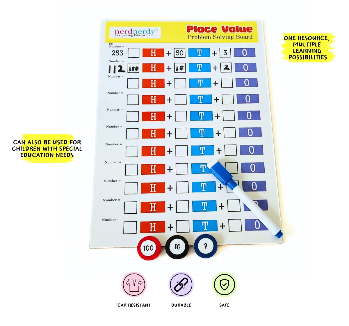 NerdNerdy Learn Place Value Ones, Tens & Hundreds/6+yrs/Interactive TLM to teach concept of ones, tens & hundreds. - NerdNerdy