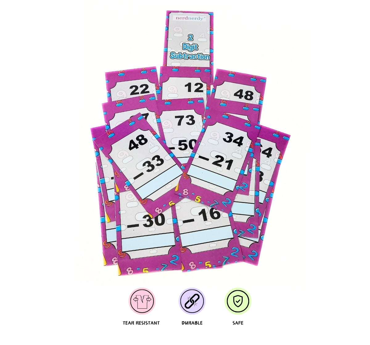 NerdNerdy Math bundle of Addition, Subtraction Flashcards/single digit and double digit - NerdNerdy