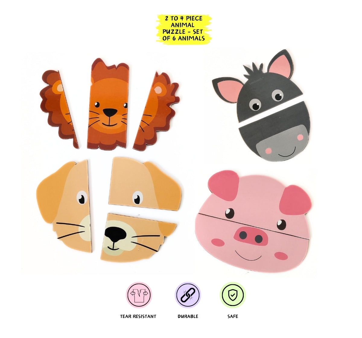 NerdNerdy Wooden Animals Match Puzzle/3+yrs/Set of 6 animals - NerdNerdy